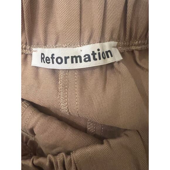 Reformation Montana High Waist Tan Pull on Jogger Pants Small USA Elastic Waist - Picture 4 of 8